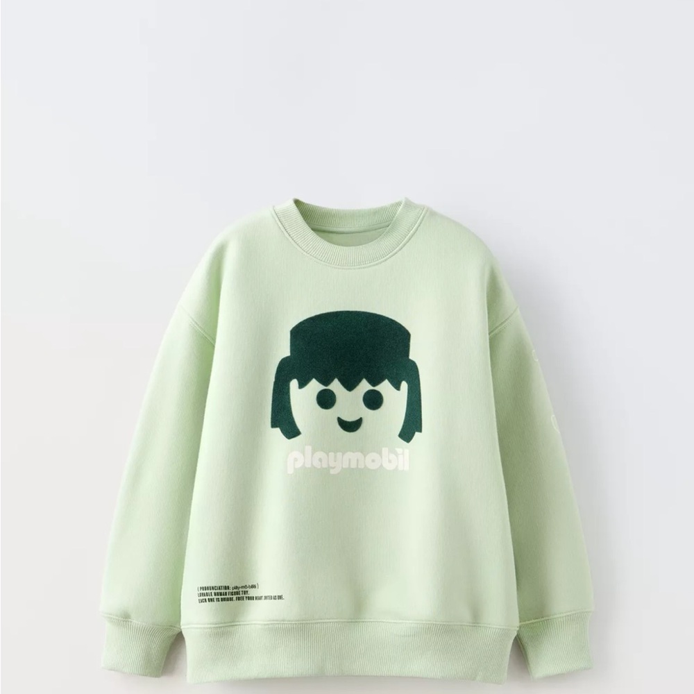 Zara Kids Mint Green Playmobil Sweatshirt